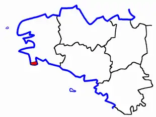 Lage des Kantons Guilvinec in der Bretagne