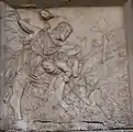 Reliefs der Sockelzone, Szenen aus dem Buch Genesis, rechts.  Die Bestrafung des Tubal-Kains.