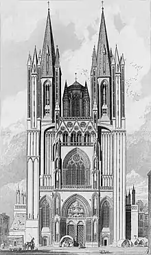 Notre-Dame de Cou­tan­ces (Nor­man­die): Roma­nische Türme, im 13.&nbsp;Jh. gotisch umgestaltet