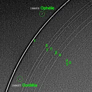 Die Monde Ophelia und Cordelia, aufgenommen von Voyager 2