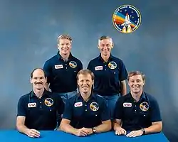 v.&nbsp;l.&nbsp;n.&nbsp;r. Guy Gardner, William Shepherd, Robert Gibson, Richard Mullane, Jerry Ross