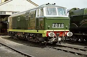 Museumslok D7018 nahezu im Originalzustand ohne gelbe Warnflächen (Mai 1989)