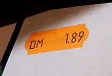 Selbstklebendes Preisschild in DM