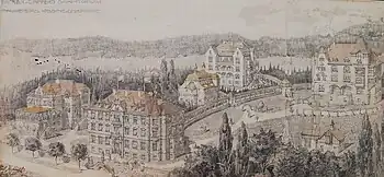 Ursprüngliche Anlage des Dapper-Sanatoriums(Zeichnung von Carl Krampf, 1894)
