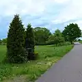 Diefflen, Flur 7, Blatt 2, Wegekreuz am Zugang von der Beckinger Straße zum Gewann „Fischfeld“, dem historischen „Mansus Piscatorum“