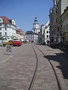Blick vom Obermarkt zur Nikolaikirche