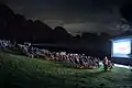 Open-Air-Kino auf Col Raiser (2.100 m) in St. Christina in Gröden.