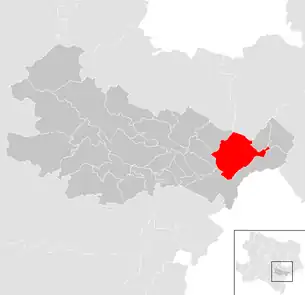 Lage der Gemeinde Ebreichsdorf im Bezirk Baden (anklickbare Karte)