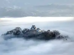 Burgberg im Morgennebel