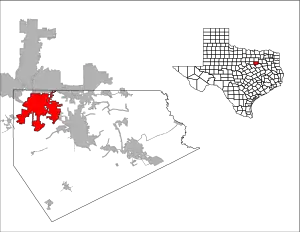 Lage von Midlothian im Ellis County (links) und in Texas (rechts)