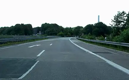 Ehemaliges Ausbauende der vormaligen BAB 44 in Bochum 2010, vor Baubeginn der BAB 448 (Opel-Querspange)