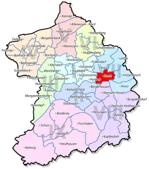 Lage von Steele im Stadtbezirk VII Steele/Kray
