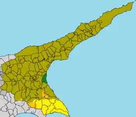 Agios Sergios (dunkelgrün) südlich von Karpas
