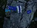 Wegweiser wo sich Senda Verticala und Senda Diagonala trennen