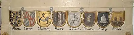 Ausschnitt aus dem Epitaph der Franziska Susanna Tänzlin von Tratzberg, verh. von Reisach, in der Kirche zu Rennertshofen
