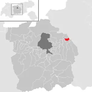 Lage der Gemeinde Fritzens im Bezirk Innsbruck-Land (anklickbare Karte)