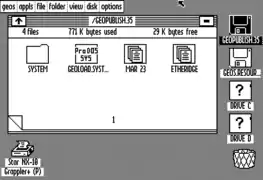 GEOS (1986), hier die 8-Bit-Version auf einem Apple II
