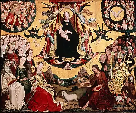 Verherrlichung Mariens, 1470 – Öl/Tempera auf Eichenholz; Köln, Wallraf-Richartz-Museum WRM&nbsp;0119