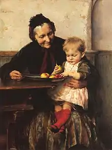 Großmamas Liebling(Großmutter mit Enkelsohn, Gemälde des griechischen Malers Georgios Jakobides 1890)