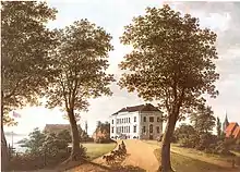 Gemälde der Seeseite des Herrenhauses mit St.&nbsp;Marien (um 1830)