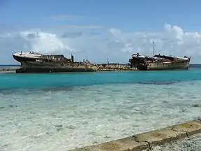 Reste der HMAS Protector auf dem Riff vor Heron Island