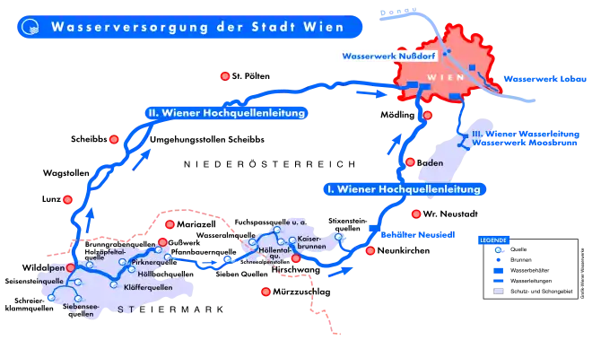 Lageplan der Wiener Hochquellenleitungen