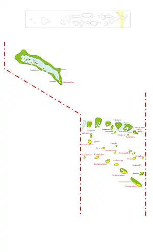 Karte mit dem Atoll im Südwesten