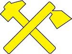 Hammer und Hacke: Teil der ehemaligen Flagge der Republik Kongo