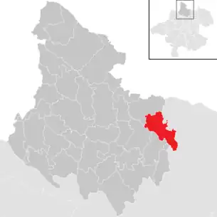 Lage der Gemeinde Helfenberg im Bezirk Rohrbach (anklickbare Karte)
