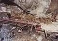 Eintrittsstelle des Seiles (am Schlauchende) mit Supportgestell