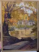 Herbststimmung auf Schloss Laudon, unweit von Weidlingau,Gouache, 32 × 43 cm