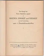 Einband des IB 456 Otto Nebelthau: Mein Gemüsegarten als Hülle für eine Tarnschrift der FDJ (West) von 1953 und S.&nbsp;9 mit dem Titelblatt für den tatsächlichen Inhalt