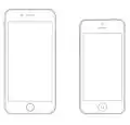 Größenvergleich zwischen iPhone&nbsp;6 (links) und iPhone&nbsp;5 (rechts)