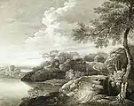 Landschaft mit Steg