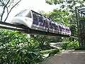 Ehemalige Panorail über einem Fußweg im Jurong Bird Park