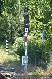 ADtranz-Signal an der Bahnstrecke Kahl–Schöllkrippen, Signalbild Hp 0