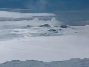 Blick vom Melnik Peak auf den Kaliakra-Gletscher (Hintergrund: Vidin Heights)