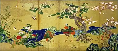 Stellschirm von Kanō Eitoku, rechts