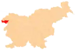 Karte von Slowenien, Position von Kobarid hervorgehoben