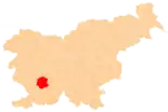 Karte von Slowenien, Position von Postojna hervorgehoben