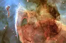 Der Schlüsselloch-Nebel in der Nähe von η-Carinae, Süden = oben