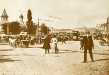 Galizischer Platz mit Straßenbahn, ca. 1900