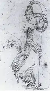 Zeichnung von Christoph Heinrich Kniep mit dem Titel „Ida Brun in Attitüde“, 1815