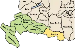 Lage des Komitats Syrmien(Szerém/Srijem)