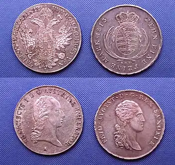 Konventionstaler von 1822 (links) und von 1813