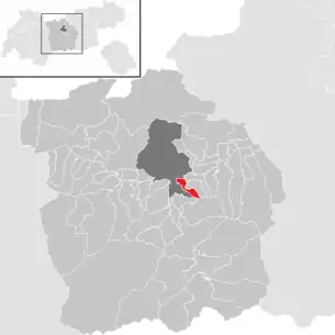 Lage der Gemeinde Lans (Tirol) im Bezirk Innsbruck-Land (anklickbare Karte)