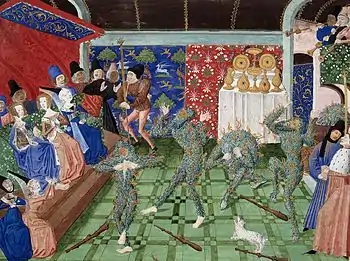 Der Bal des Ardents in einem Manuskript der Chronik Jean Froissarts