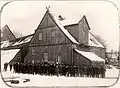 Letzte Schicht vor dem Gaipelgebäude am 31.&nbsp;März 1910.