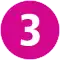 3 als weiße Ziffer in magenta gefülltem Kreis