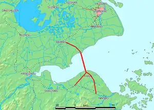 Hangzhou-Bucht (杭州灣 / 杭州湾, Hángzhōu Wān) und Brückenverbindung